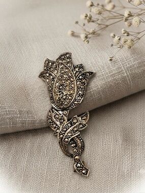 Vintage Marcasite Tulip Brooch